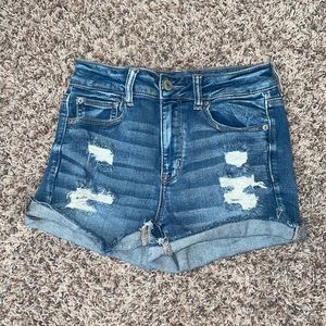 american eagle high rise denim shorts